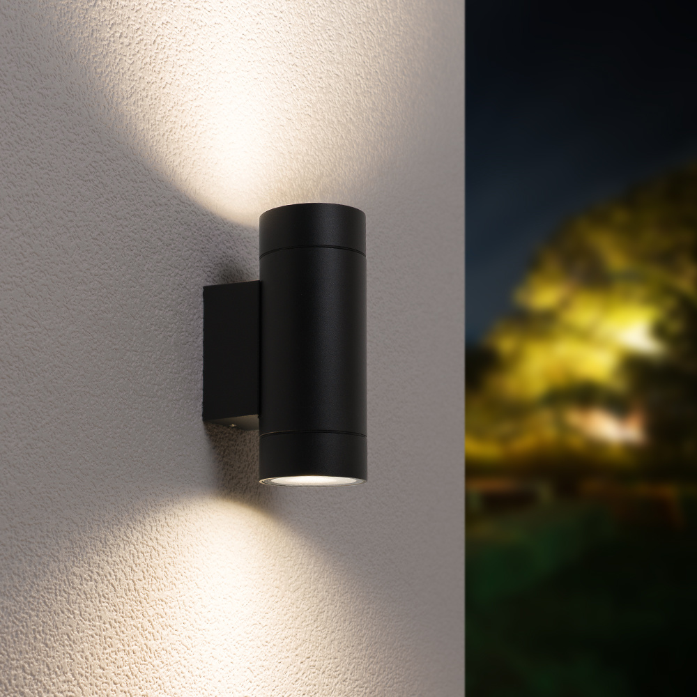 Cali LED Wall Light - Dimmable - 8W 690lm - GU10 - 4000K - IP65 - Black