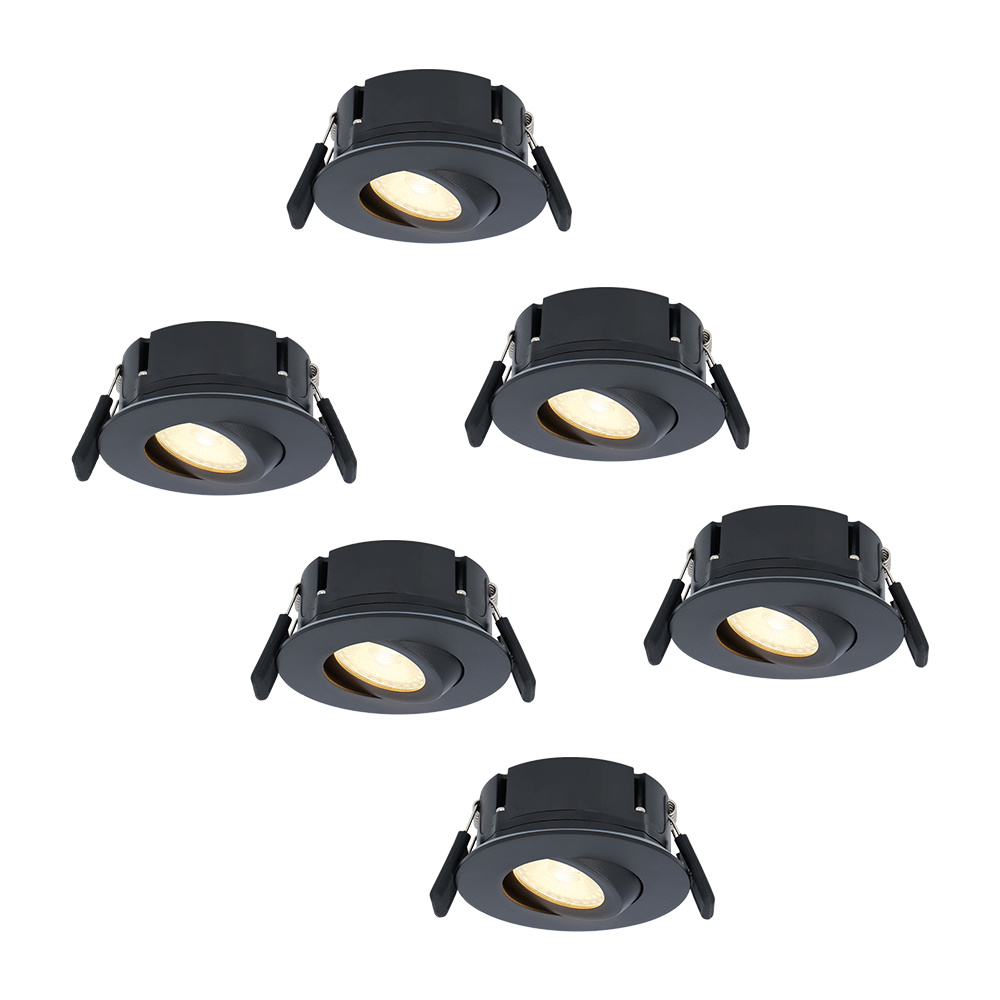 6x Napels LED Einbaustrahler flach - 8W 570lm - 2700K - Schwenkbar - Dimmbar - IP65