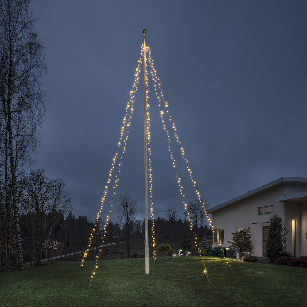 LED Flagpole Lights - 500 LEDs - Frosted - Amber 2200K - 8 meters