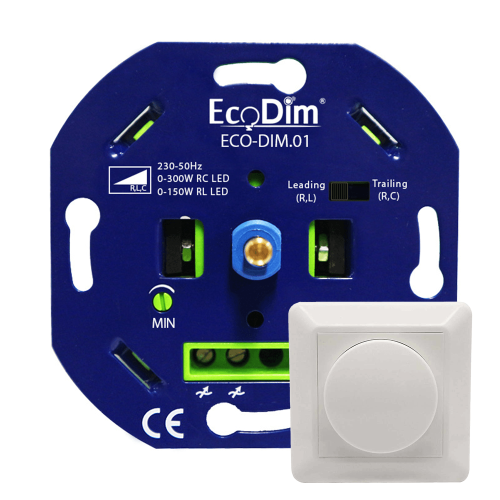 Recessed LED dimmer - 0-300W - Suitable for trailing and leading edge - Universal