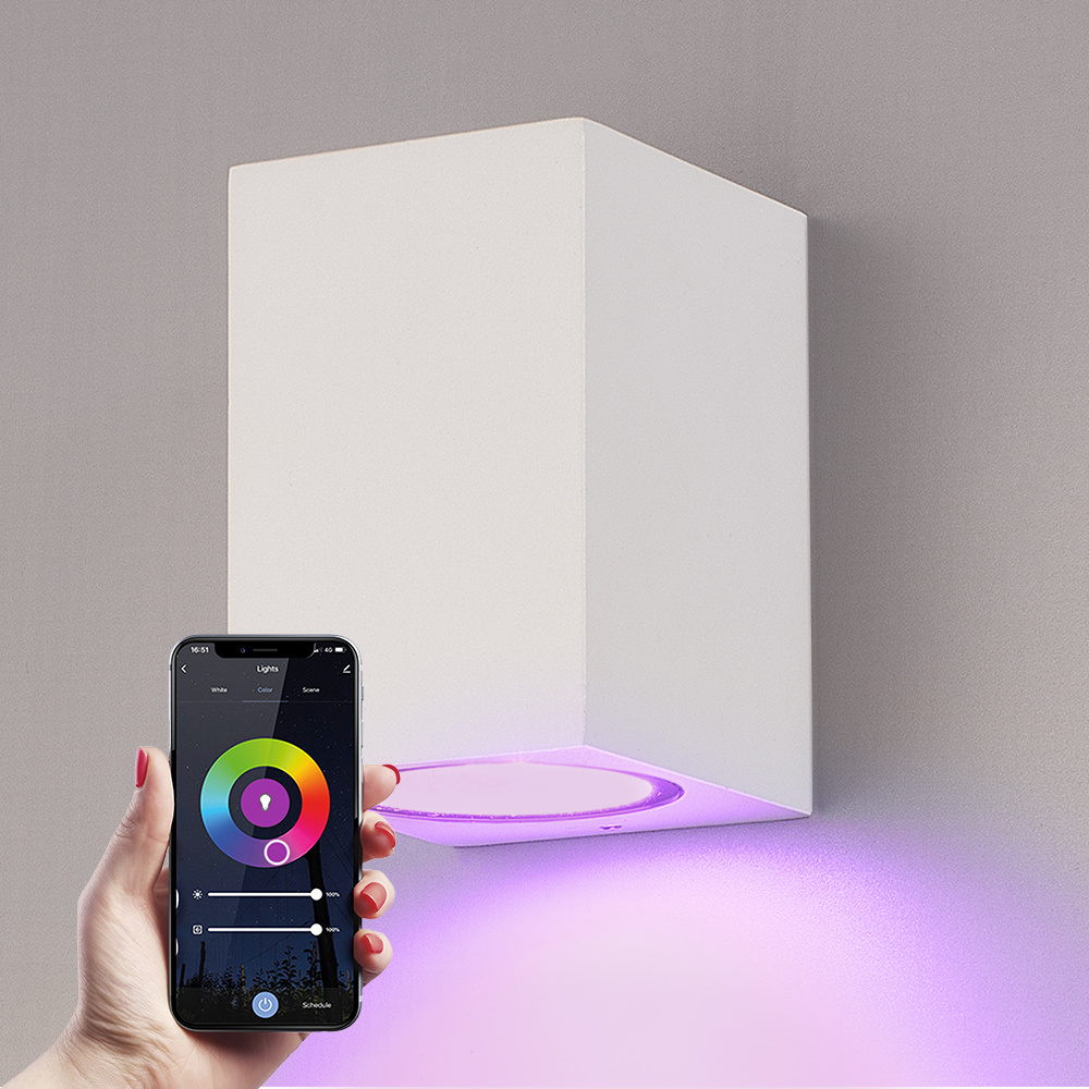 Marion Smart Wandlamp - Wifi + Ble - RGBWW - IP65 - GU10 - 5,5W 345lm - Wit