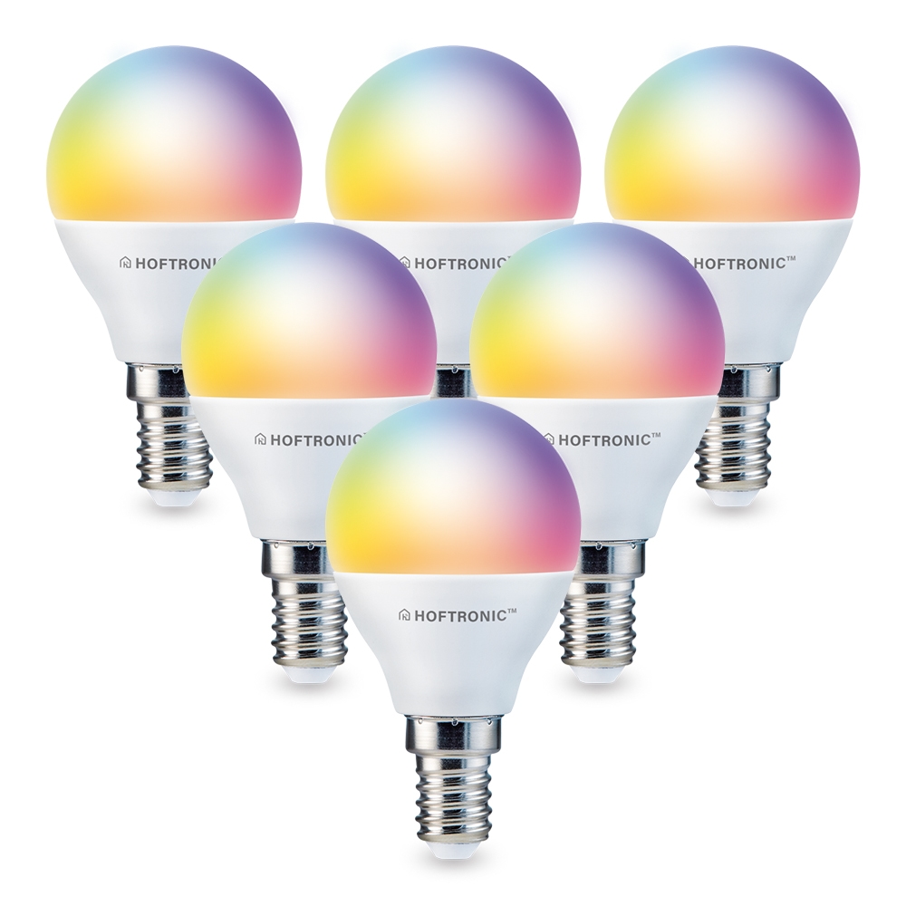 6x Smart Lampe - P45 Lampe - 5,5W 470lm - RGBWW - Wifi - Google - Amazon - Siri