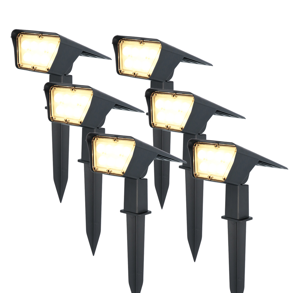 6x Odessa Solar Gartenstrahler - Schwenkbar - 3000K - 2 Modi - 300lm - IP65