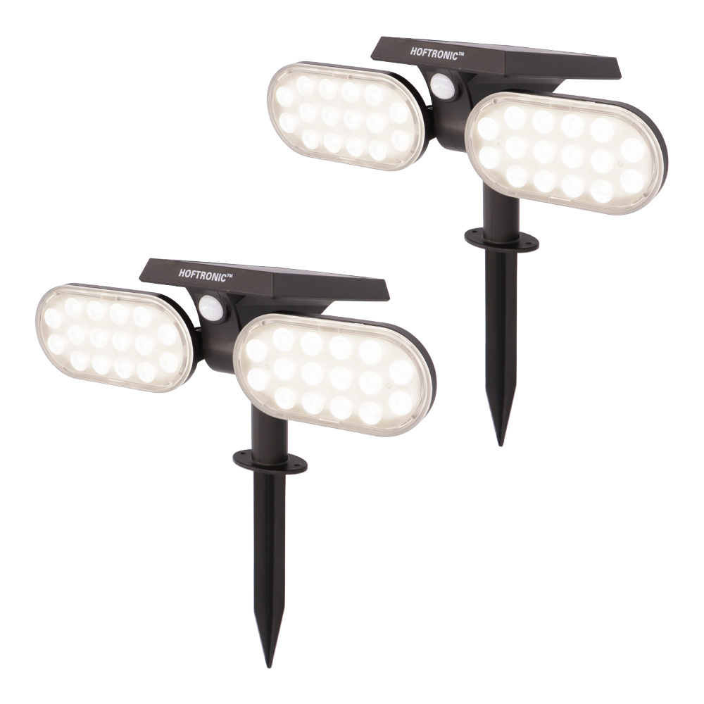 2x Pato Solar Prikspots - PIR - 6000K - 2 Standen - 300lm - 6-12 uur - IP65