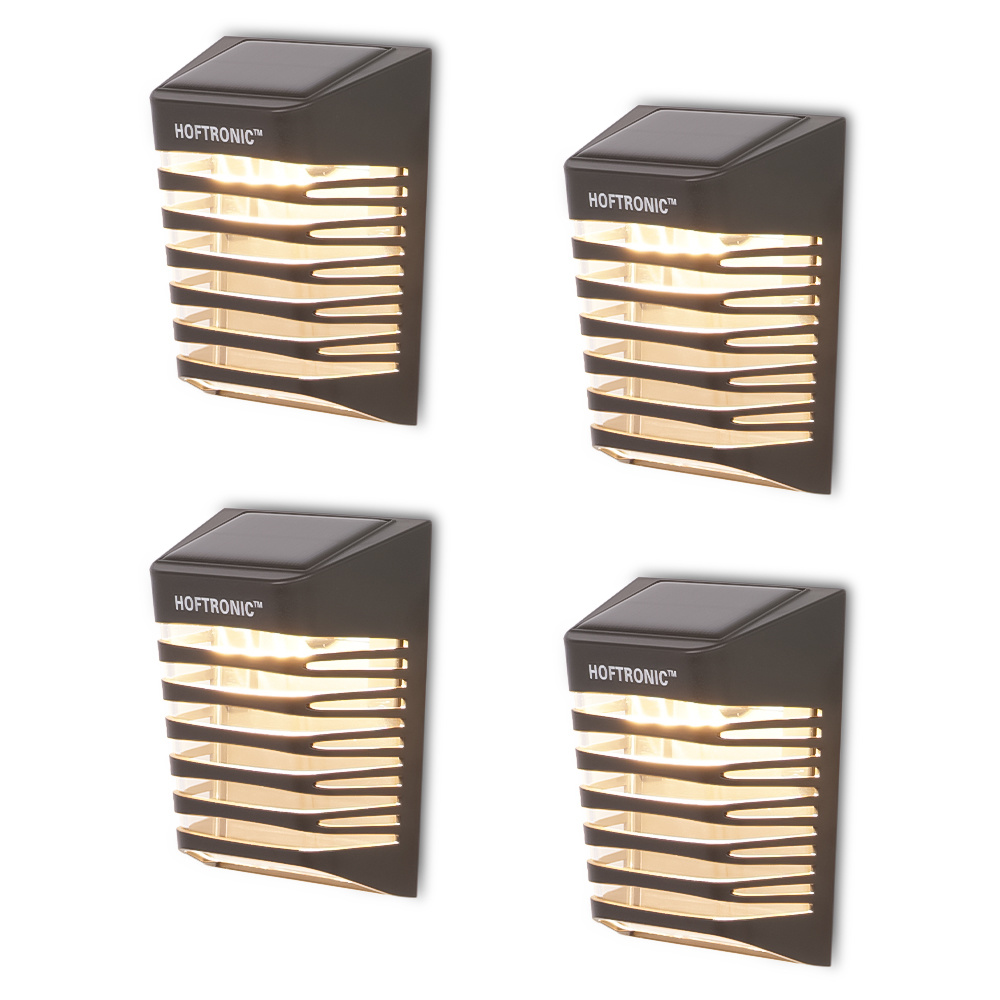 4x Dono LED Solar Wandleuchte - 3000K - 0.2W 300lm - IP65 - Schwarz