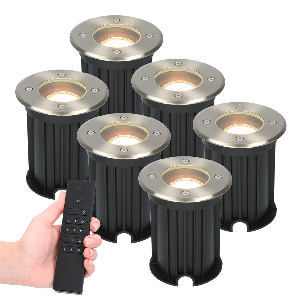 6x LED Bodeneinbaustrahler Maisy - 4W 345lm - 2700K - IP65 - Inkl. Dimmerset