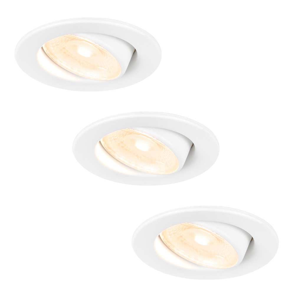 3x Malta LED Inbouwspots - 5W 400lm - 2700K - Dimbaar - Kantelbaar - IP44 - Wit