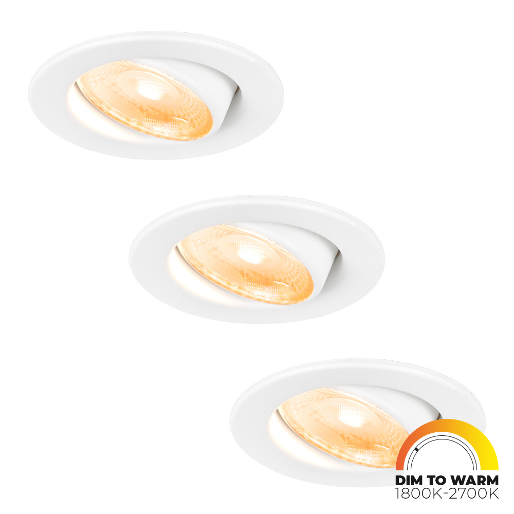 3x Malta LED Inbouwspots - 5W 480lm - Dim to warm - Kantelbaar - IP44 - Wit