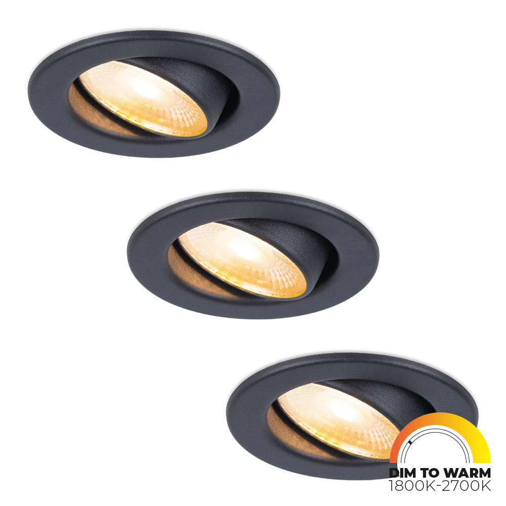 3x Malta LED Inbouwspots - 5W 480lm - Dim to warm - Kantelbaar - IP44 - Zwart