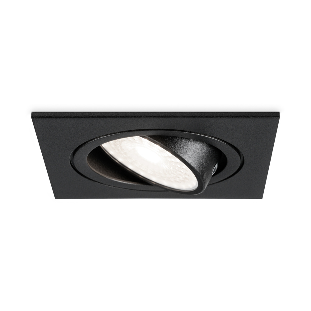 Mallorca LED Inbouwspot Vierkant - 4W 345 Lumen - 6500K - Kantelbaar - Zwart