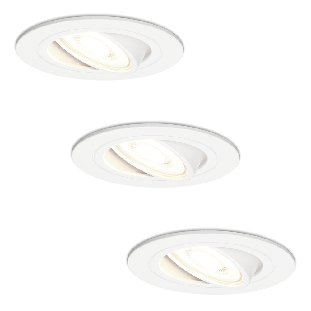 3x Pittsburg LED Recessed Downlights - 4W 345lm - 4000K - Tiltable Dimmable - White