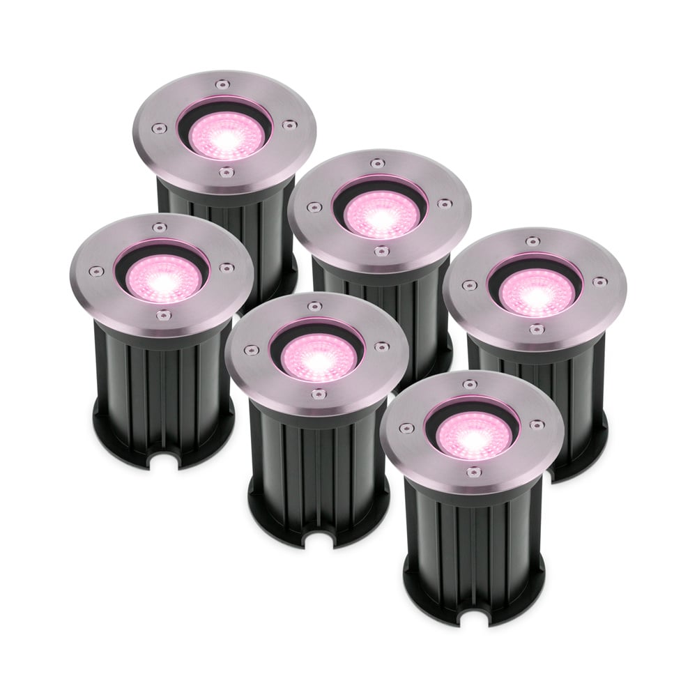 6x Maisy Smart LED Grondspot - Ø12cm - GU10 - Wifi - RGBWW - 5.5W 345lm - IP67