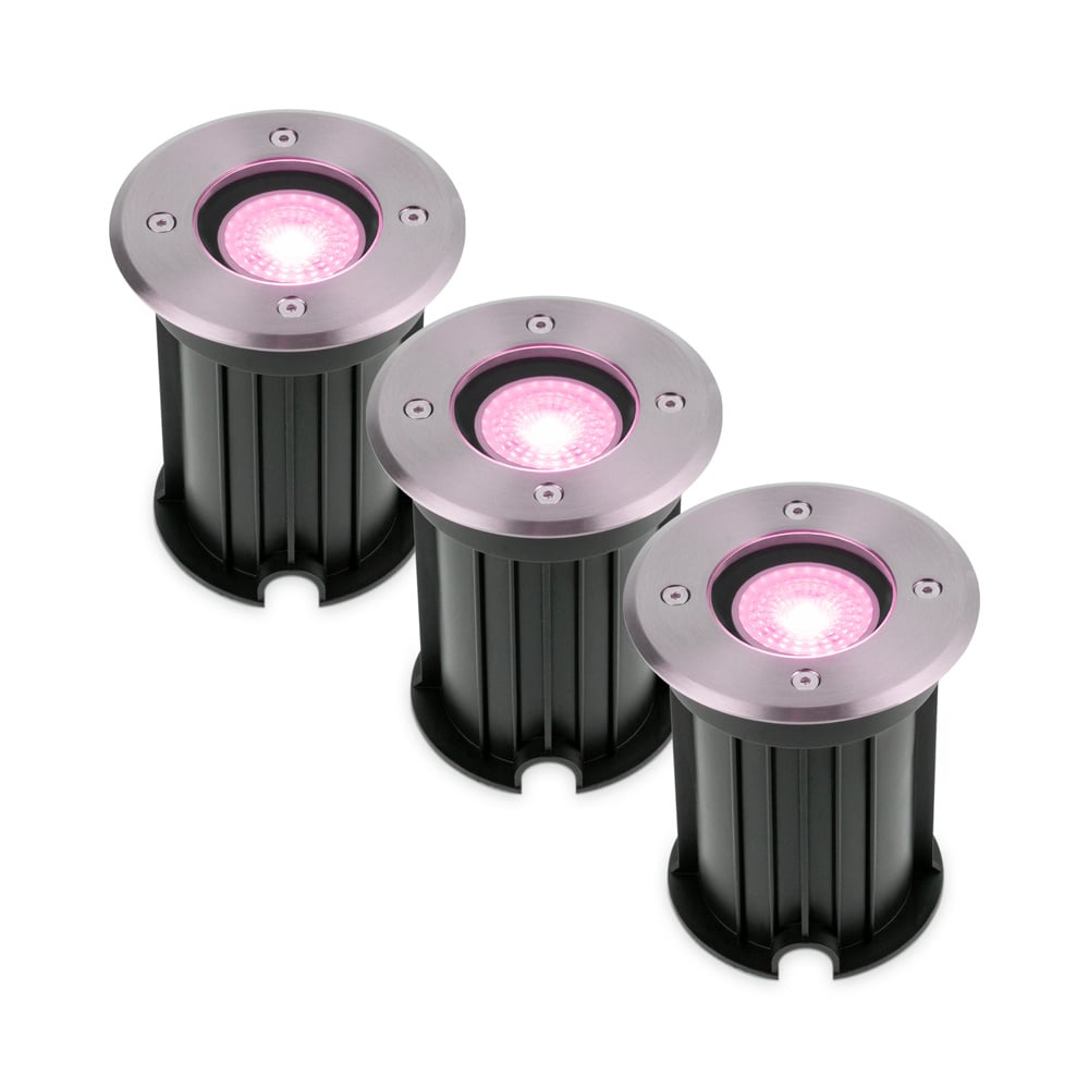3x Maisy Smart LED Grondspot - Ø12cm - GU10 - Wifi - RGBWW - 5.5W 345lm - IP67