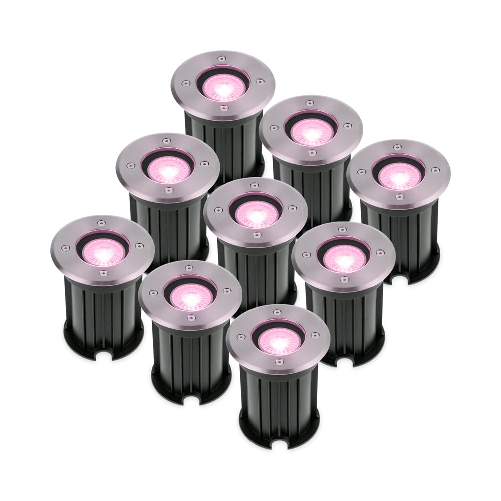 9x Maisy Smart LED Grondspot - Ø12cm - GU10 - Wifi - RGBWW - 5.5W 345lm - IP67