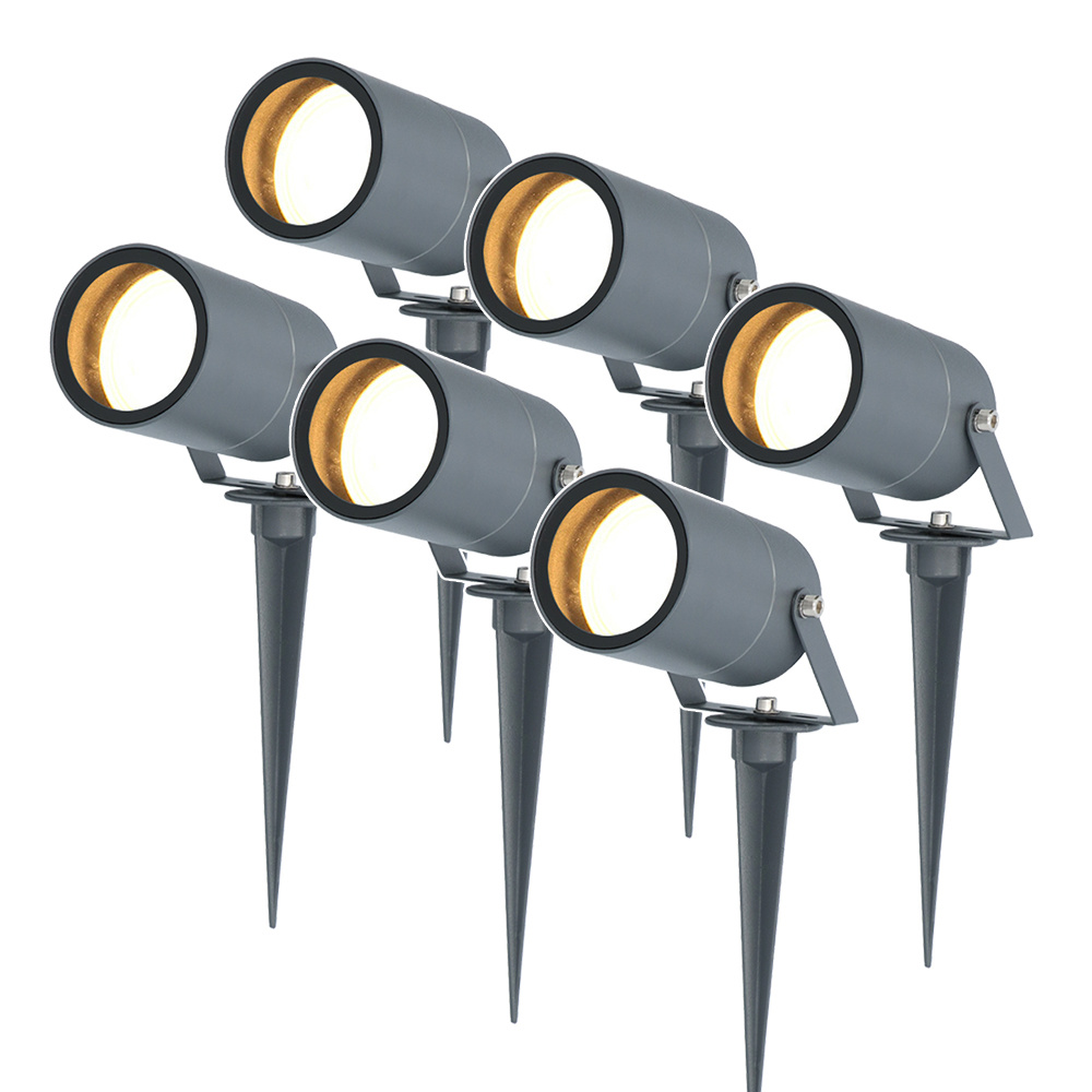 6x Spikey LED Gartenstrahler - GU10 4W 345lm - Schwenkbar - 6500K - IP65 - Antrazit