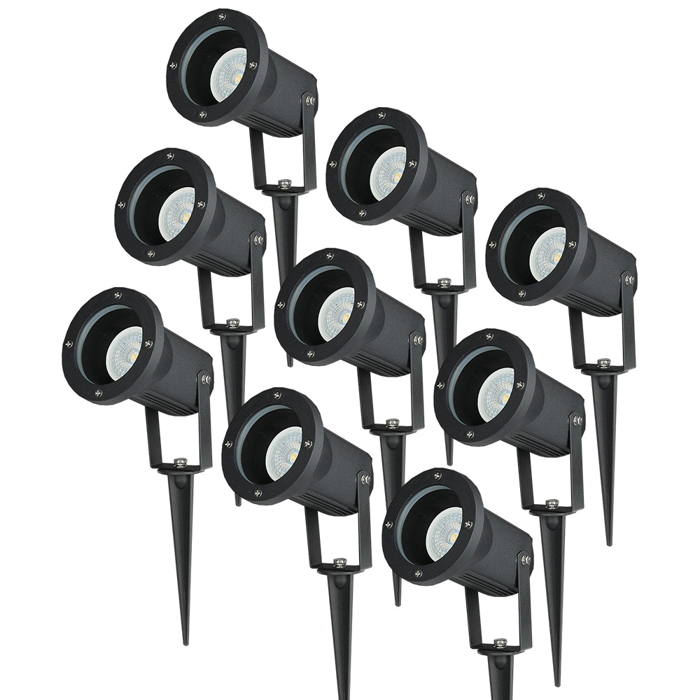 9x LED Gartenstrahler - 4W 345lm - Schwenkbar - 6500K - IP65 - Schwarz
