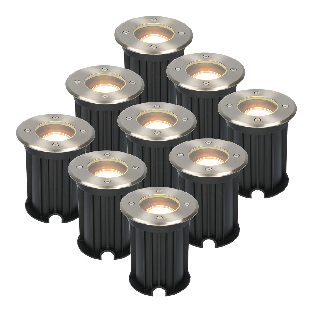 9x Maisy LED Grondspots - Ø12cm - GU10 - Dimbaar - 4W 345lm - 2700K - RVS - IP67