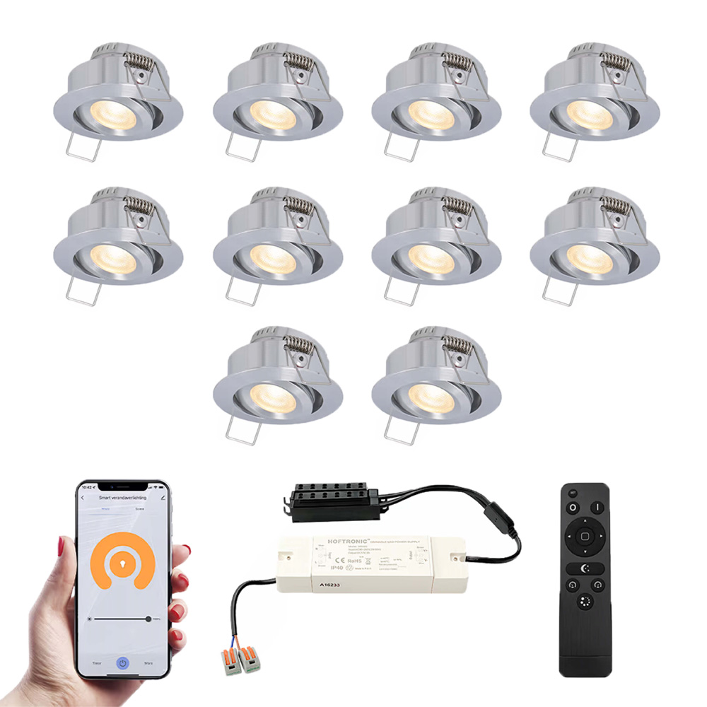 10x Sienna Smart Mini Spotlights - 12V 3W 200lm - 2700K - Stainless steel
