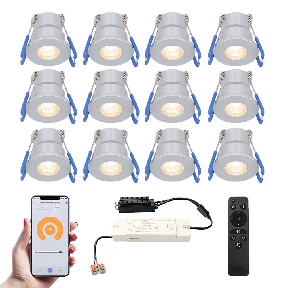 12x Milano Smart Mini Spotlights - 12V 3W 200lm - P65 - Stainless steel