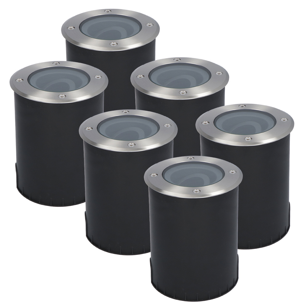 6x Lilly LED Bodeneinbaustrahler - schwenkbar - GU10-Fassung - IP67 - Dimmbar