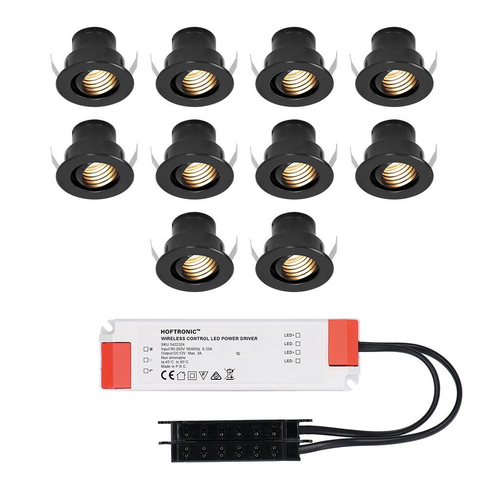 10x Medina 12V LED Einbaustrahler - 3W 150lm - Schwenkbar - 2700K IP44 - Blendfrei