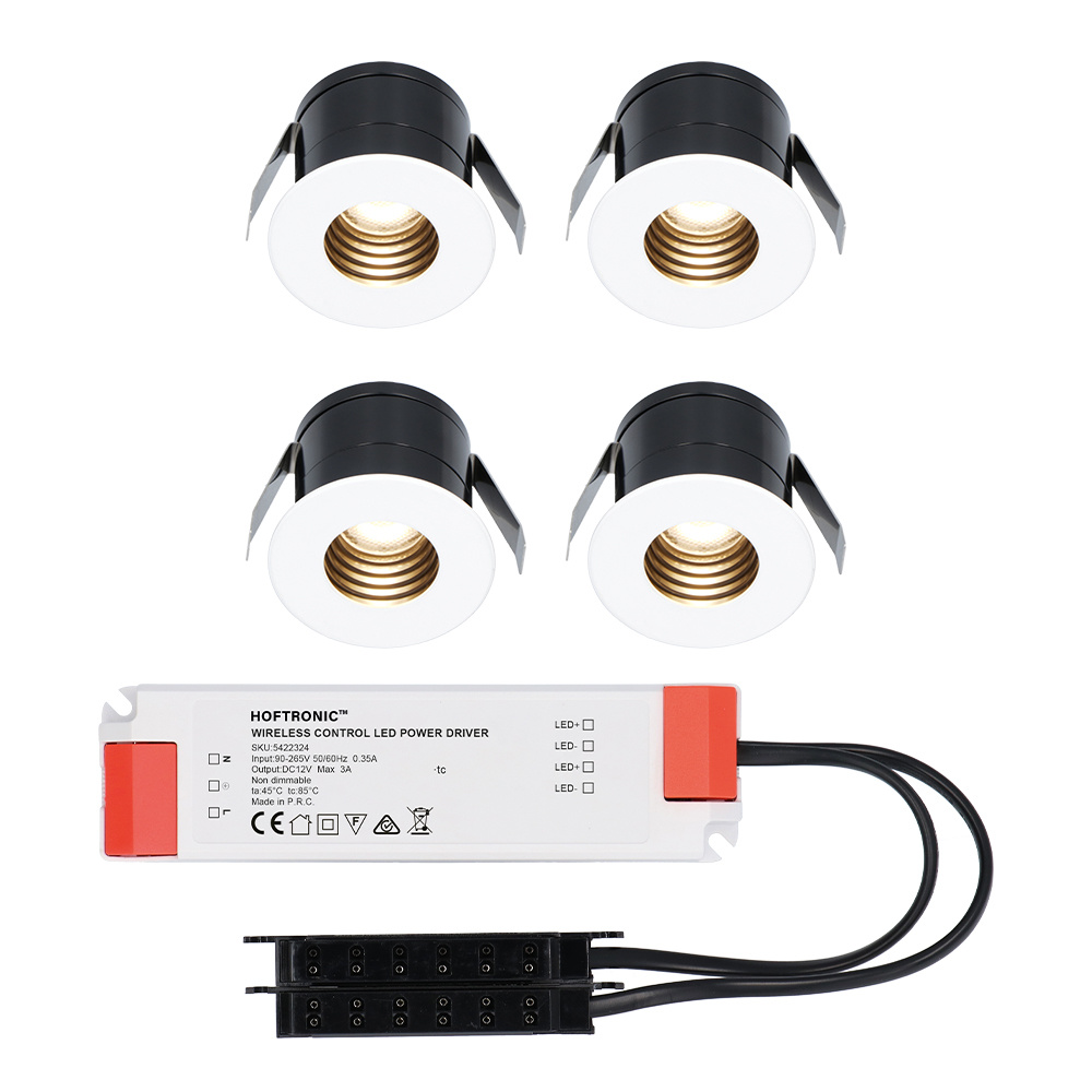 4x Betty 12V Mini LED Einbaustrahler - 3W 140lm - 2700K - IP44 - Blendfrei - Weiß