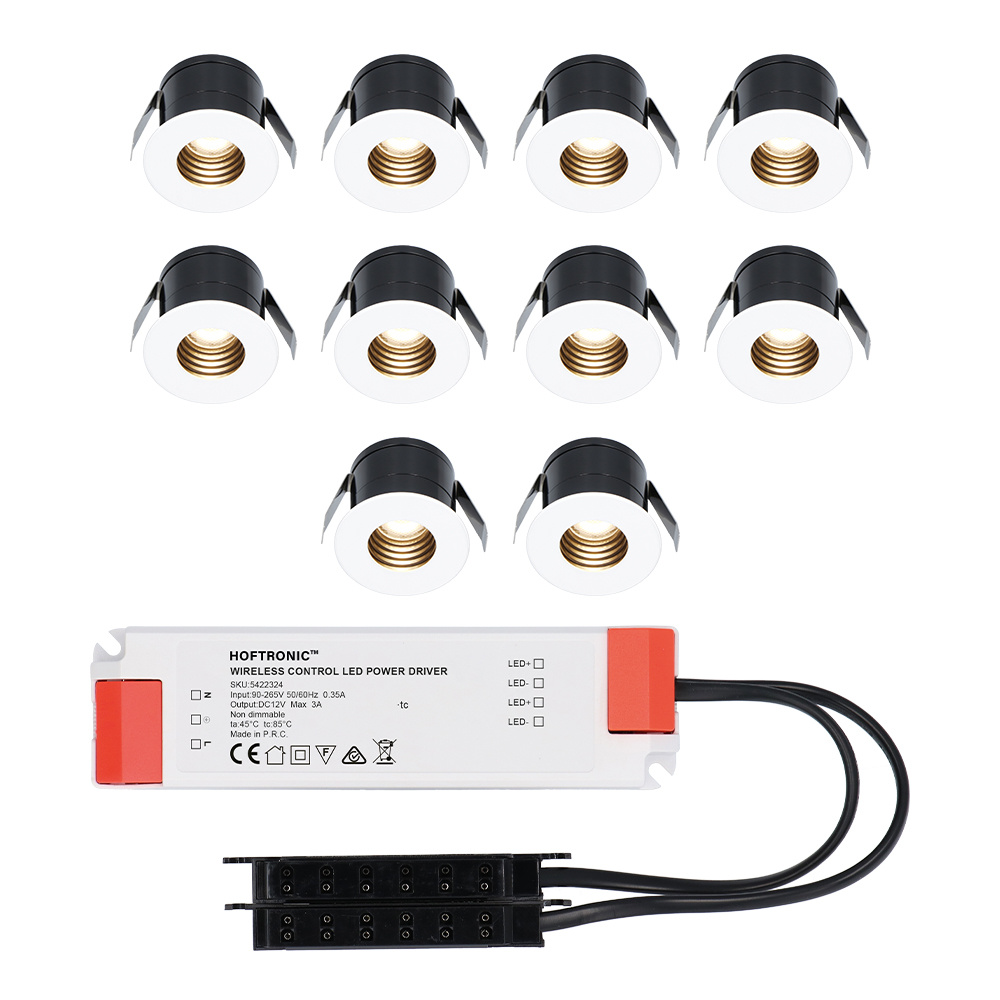 10x Betty 12V Mini LED Einbaustrahler - 3W 140lm - 2700K - IP44- Blendfrei - Weiß