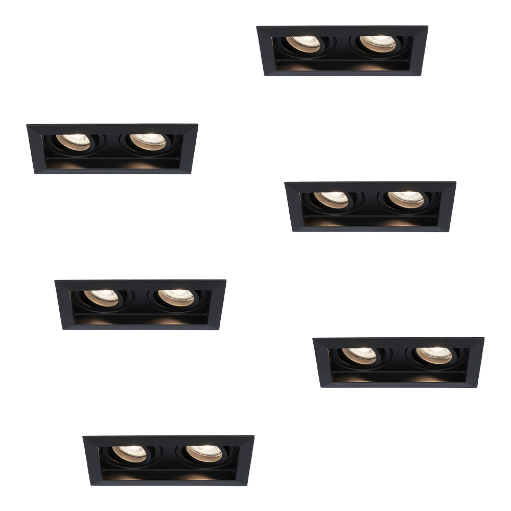 6x Durham LED Double recessed downlights - 8W 690lm - 4000K - GU10 - Tiltable