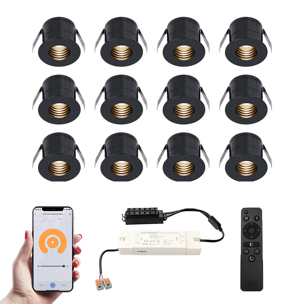 12x Betty Smart Mini LED Einbaustrahler mit trafo - 12V 3W 140lm - 2700K - IP44
