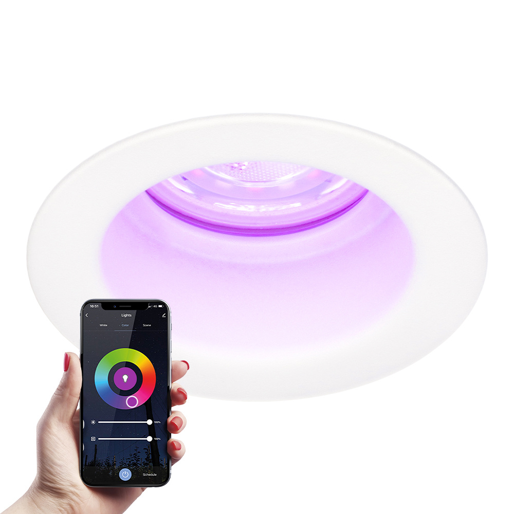 Mari smart recessed downlight - 5,5W 345 Lumen - Wifi + Ble - RGBWW - GU10 - White