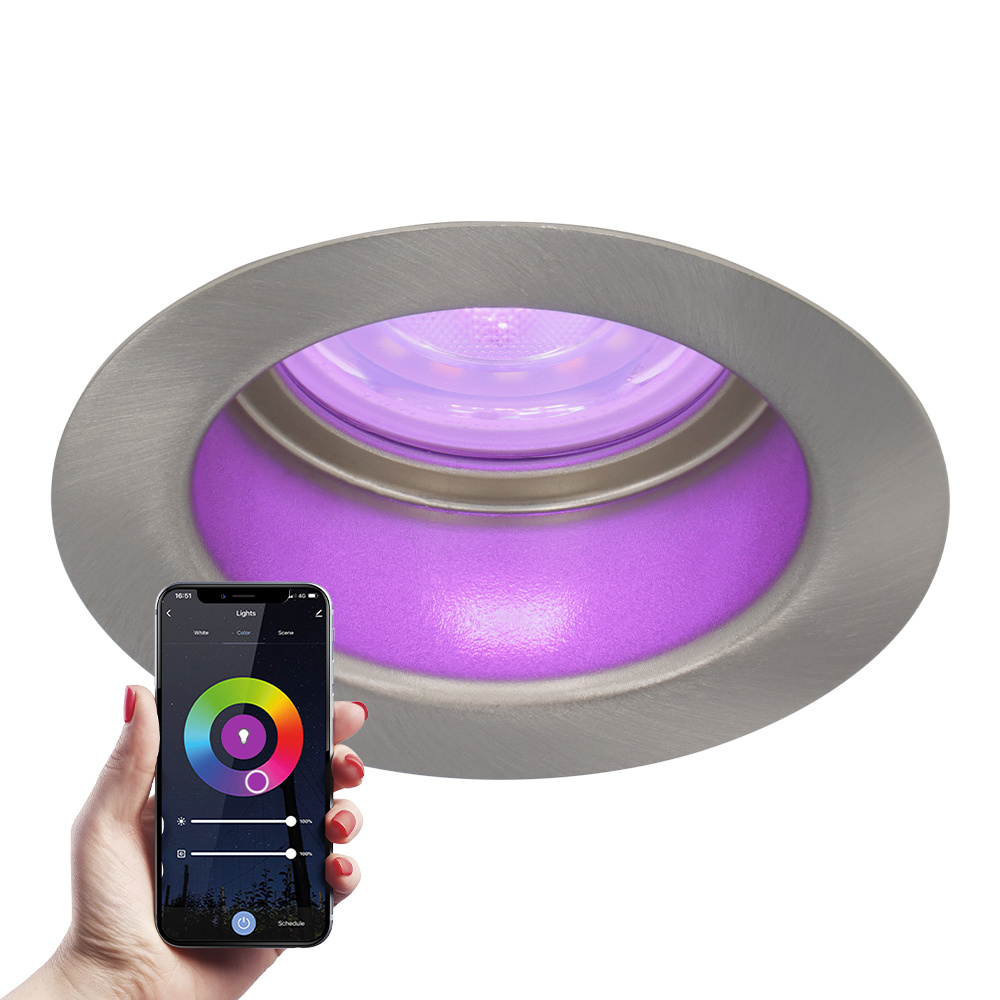 Mari smart recessed downlight - 5,5W 345lm - WiFi - RGBWW - GU10 - Stainless steel