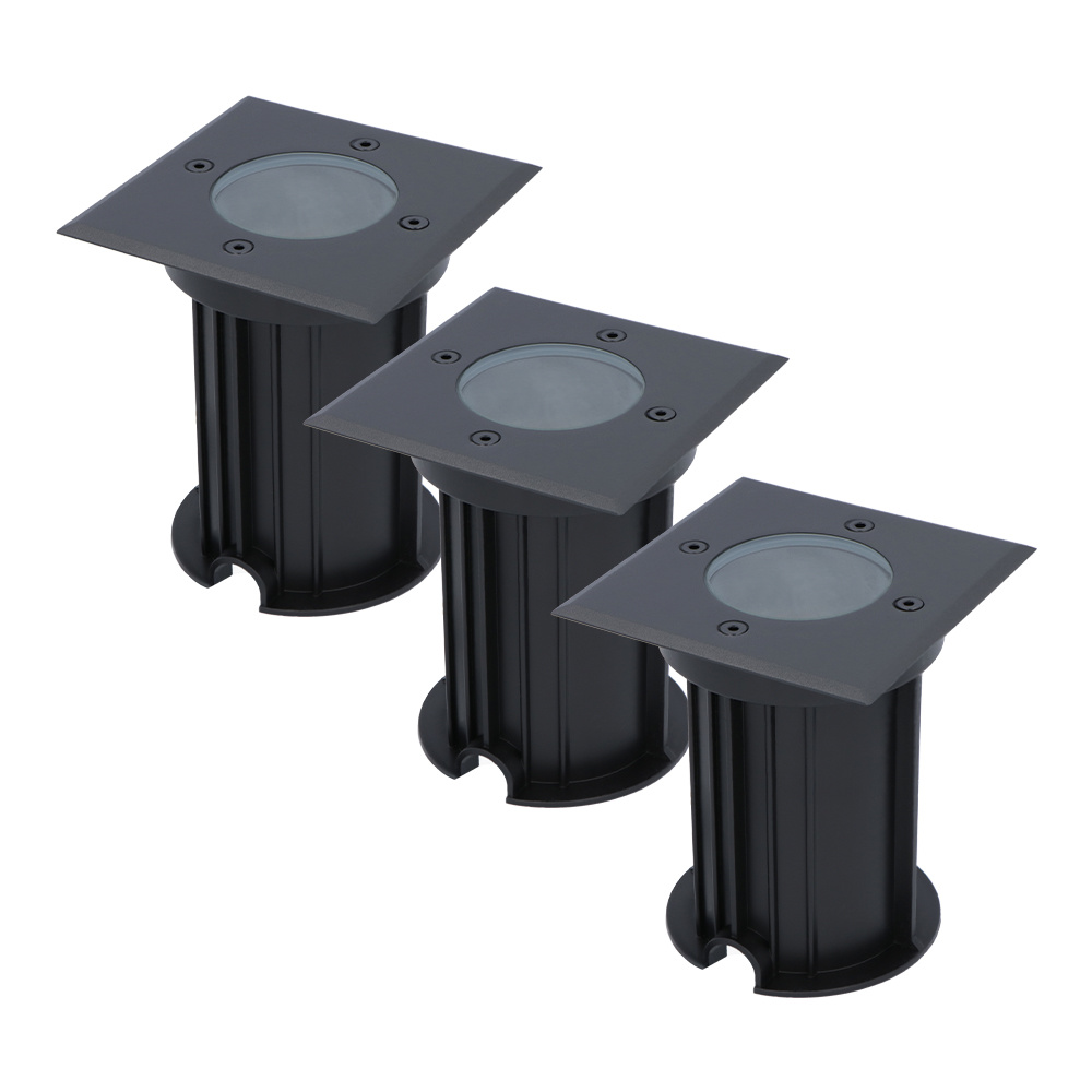 3x Ramsay LED Grondspot - Dimbaar - GU10 - Zwart - IP67 - Excl. Lichtbron