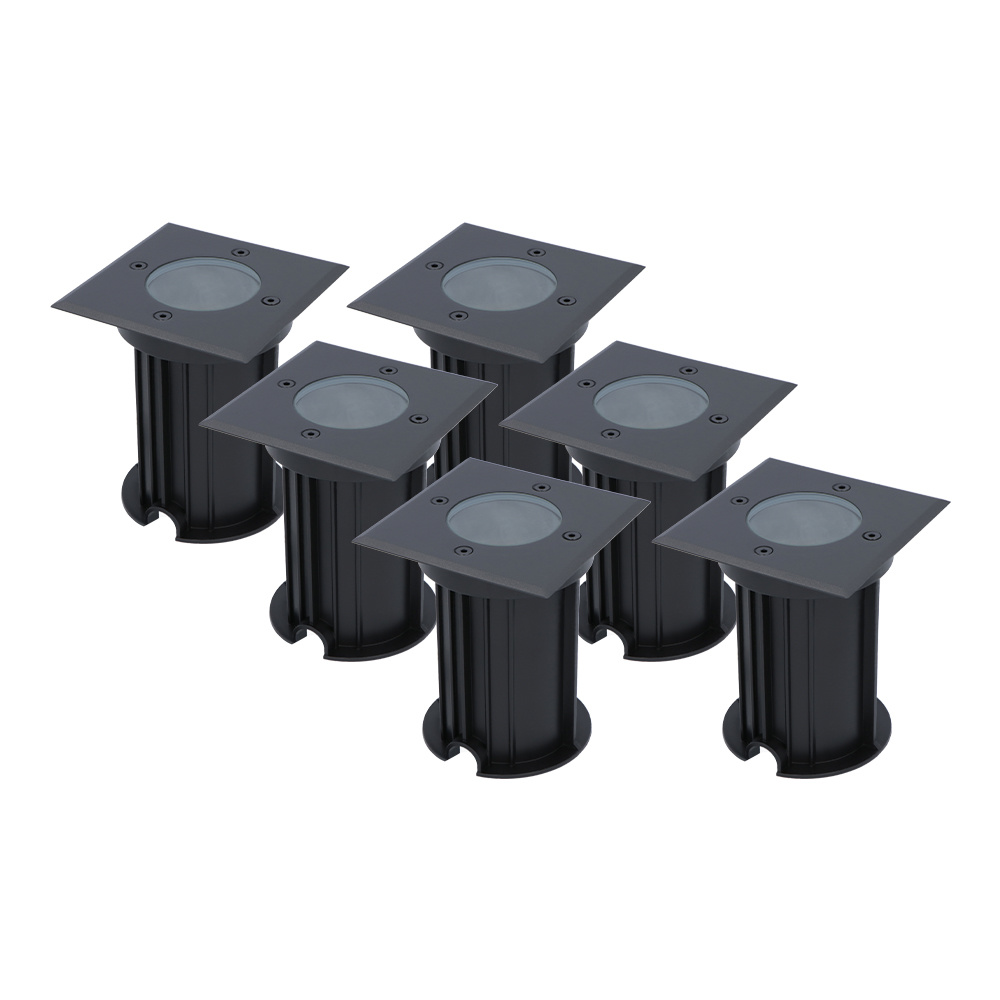 6x Ramsay LED Grondspot - Dimbaar - GU10 - Zwart - IP67 - Excl. Lichtbron