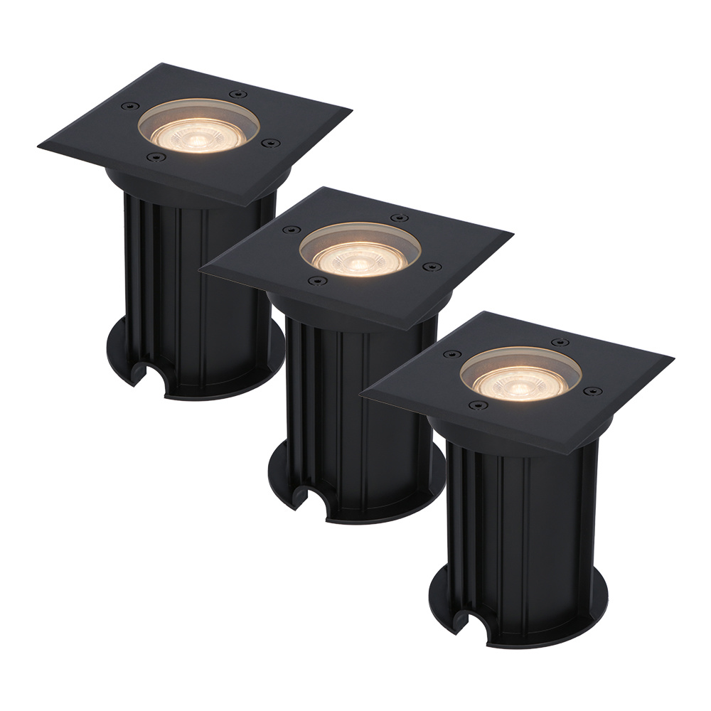 3x Ramsay LED Grondspots- Dimbaar - GU10 - 4W 345lm - 2700K - Zwart - IP67