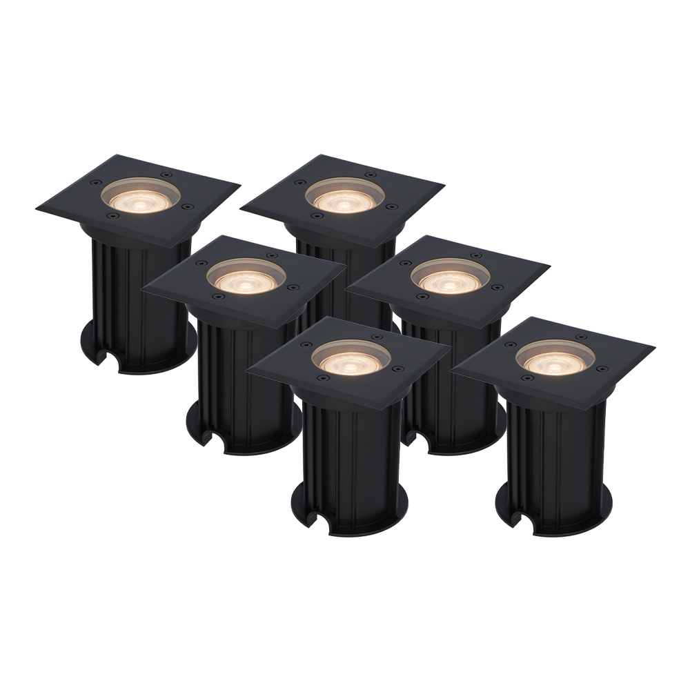 6x Ramsay LED Grondspots - Dimbaar - GU10 - 4W 345lm - 2700K - Zwart - IP67