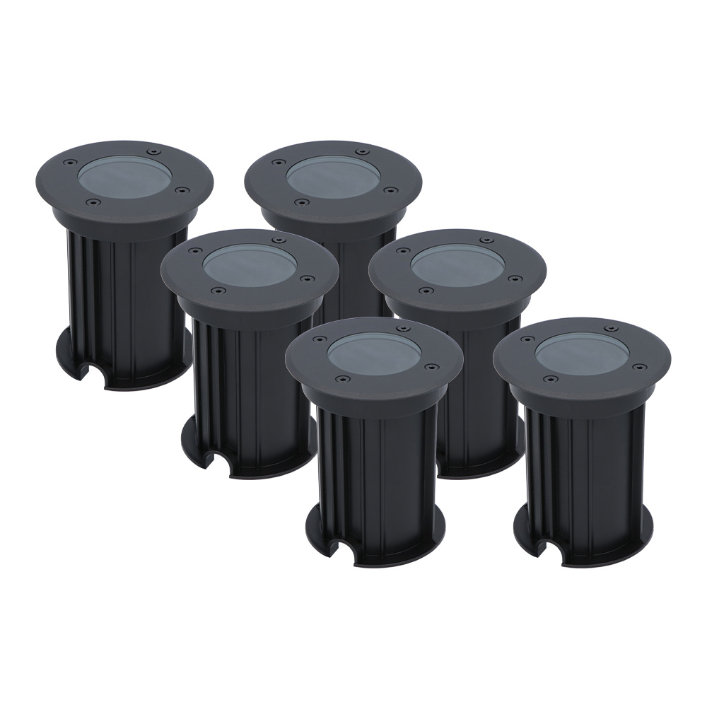 6x Maisy LED Grondspots Rond - Ø12cm - GU10 - Dimbaar - excl. GU10 - Zwart - IP67