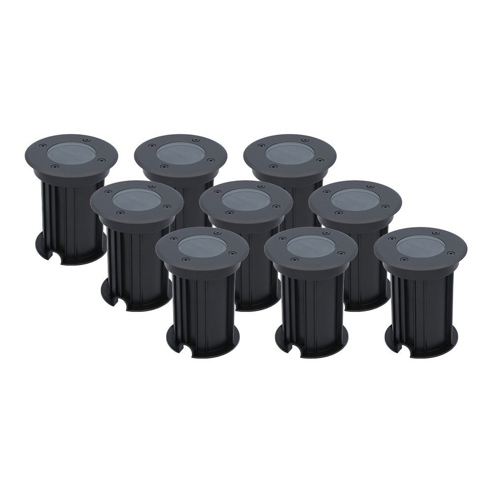 9x Maisy LED Grondspots Rond - Ø12cm - GU10 - Dimbaar - excl. GU10 - Zwart - IP67