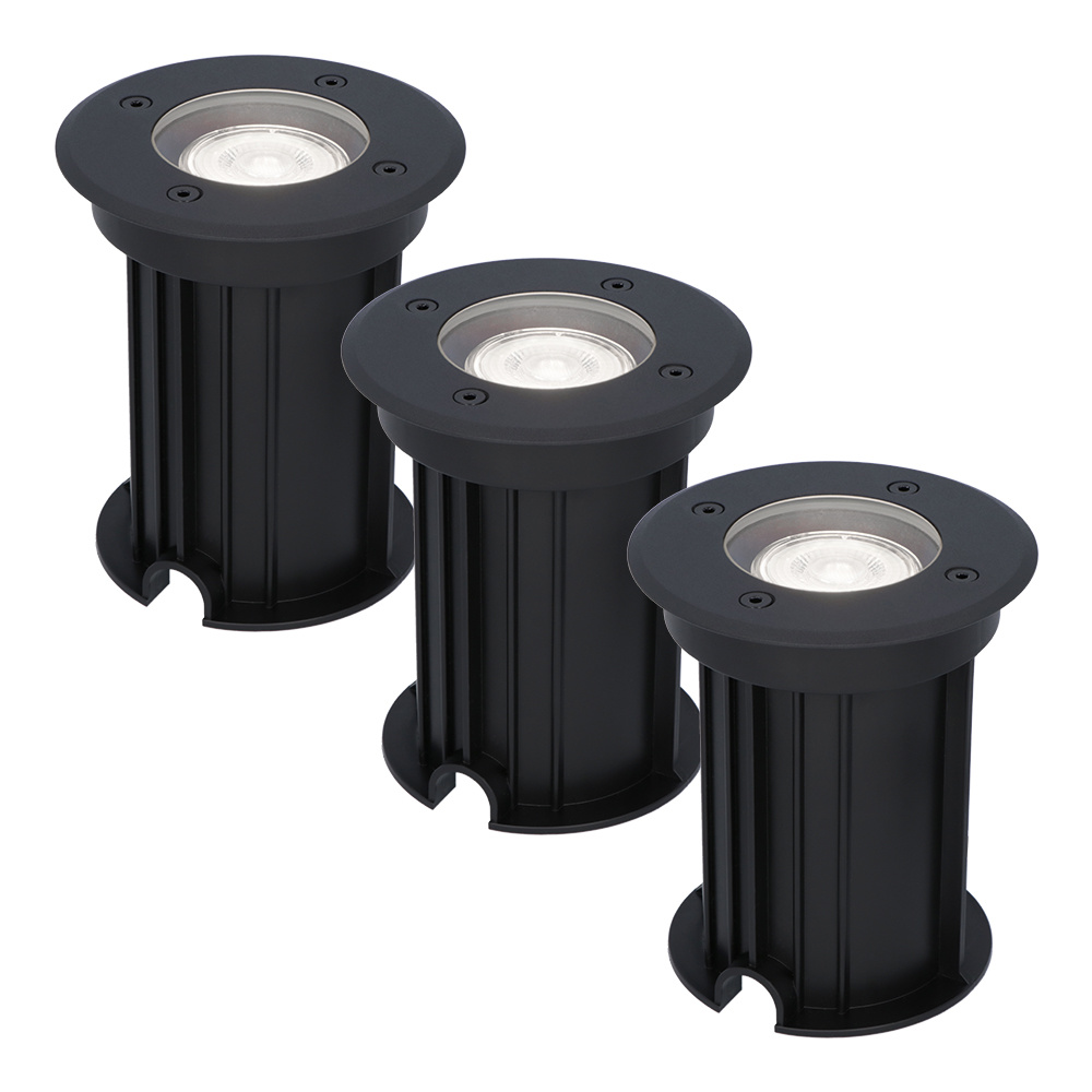 3x Maisy LED Bodeneinbaustrahler - Ø12cm - GU10 - 4W 345lm - 6500K - Dimmbar - IP67