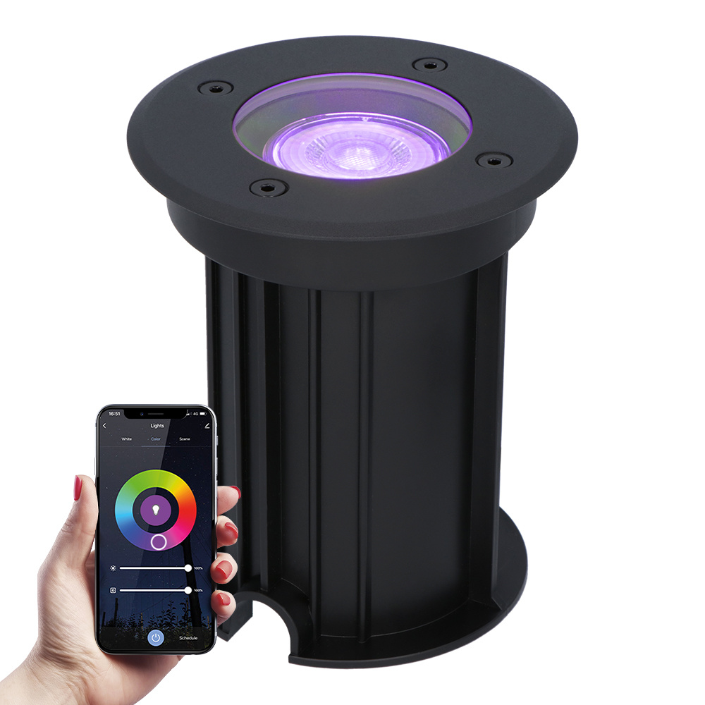 Maisy Smart LED Grondspot Rond - Ø12cm - GU10 - RGBWW - 5.5W 345lm - Wifi - IP67