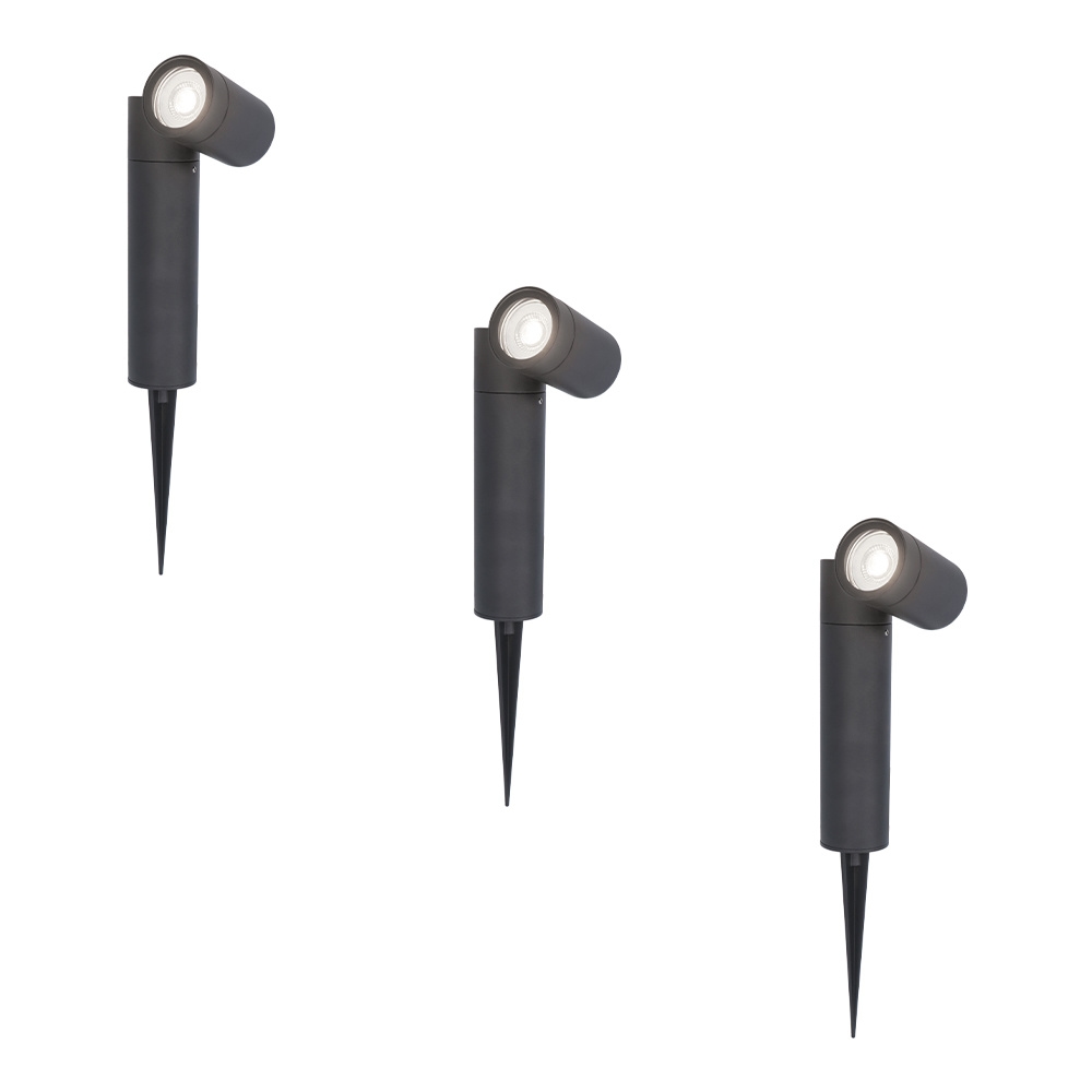 3x Pinero LED Gartenstrahler - Schwenkbar - 6500K - GU10 4W 345lm - IP65 - Dimmbar
