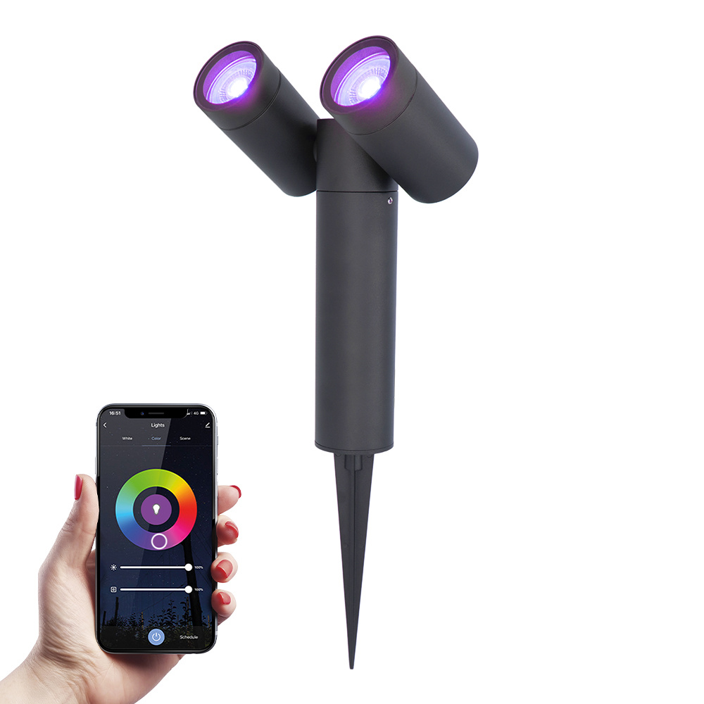 Pinero Dubbel LED Prikspot - WiFi+Ble - 11W 690lm - RGBWW - IP65 - Zwart